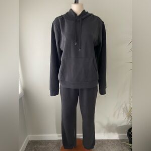 Lazypants Premium Luxe Sueded Hoodie & Jogger Tracksuit Set Charcoal M/L